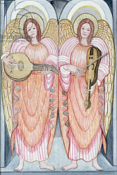 Постер Лоусон Джиллиан (совр) Two angels playing instruments, 1995 Постер Лоусон Джиллиан (совр) Two angels playing instruments, 1995