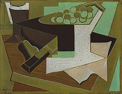 Постер Грис Хуан Bunch of Grapes and a Pear; Grappe de raisin et poire, 1920 Постер Грис Хуан Bunch of Grapes and a Pear; Grappe de raisin et poire, 1920