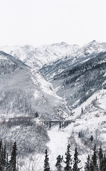Железнодорожный мост в зимних горах
