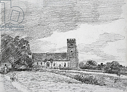 Постер Констебль Джон (John Constable) Feering Church, 1814 99;landscape; building; sky; cloud; tree; countryside; Постер Констебль Джон (John Constable) Feering Church, 1814 99;landscape; building; sky; cloud; tree; countryside;