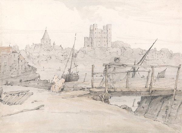 Southeast View of Rochester Castle and the Cathedral