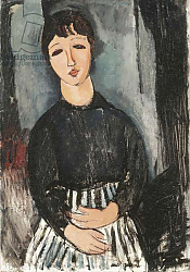 Постер Модильяни Амедео (Amedeo Modigliani) A Servant in a Striped Apron, 1916 Постер Модильяни Амедео (Amedeo Modigliani) A Servant in a Striped Apron, 1916