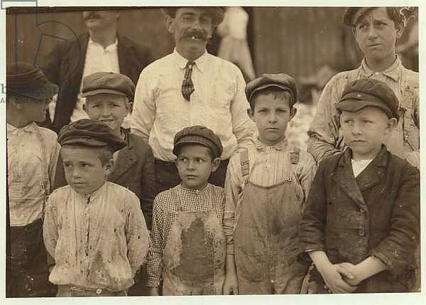 Shrimp-pickers as young as 5 and 8 at the Dunbar, Lopez, Dukate Co, Biloxi, Mississippi, 1911
