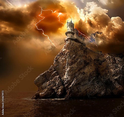 Постер Крым, замок Ласточкино гнездо. Гроза