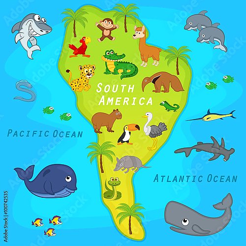 Детская карта Южной Америки