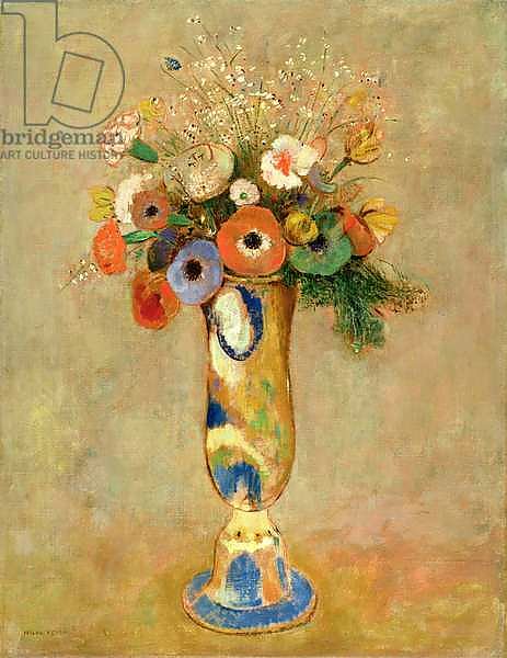 Flowers in a Painted Vase