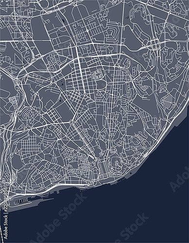 План города Лиссабон, Португалия, в синем цвете