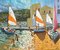 Постер Макара Эндрю (совр) Launching boats,Calella de Palafrugell,Spain, Постер Макара Эндрю (совр) Launching boats,Calella de Palafrugell,Spain,