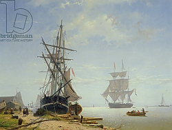 Постер Девентер В. Ships in a Dutch Estuary, 19th century Постер Девентер В. Ships in a Dutch Estuary, 19th century