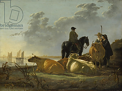 Постер Кьюп Альберт Peasants and Cattle by the River Merwede, c.1655-60 Постер Кьюп Альберт Peasants and Cattle by the River Merwede, c.1655-60