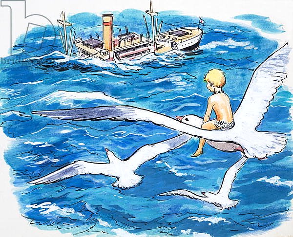 Riding a Seagull, illustration from 'The Water Babies' by Charles Kingsley, 1965