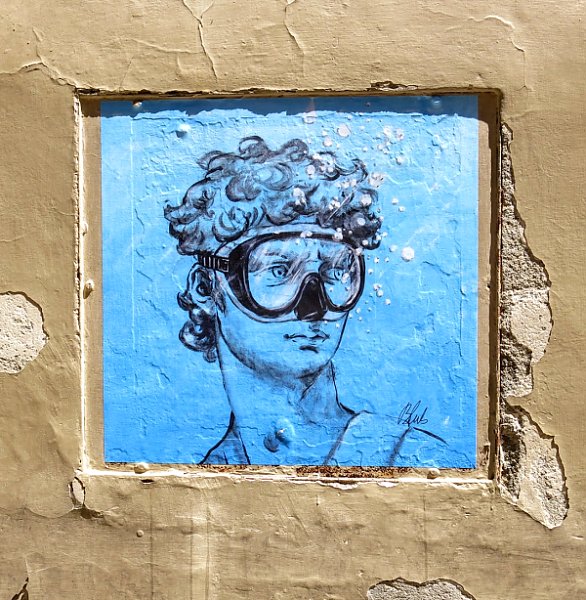 Граффити в окне, Флоренция, Италия