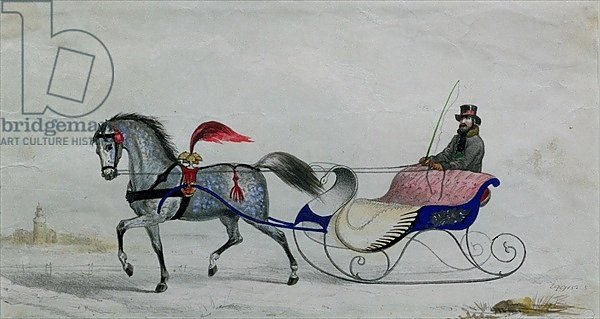 Постер Школа: Русская 18в. Horse Drawn Sleigh