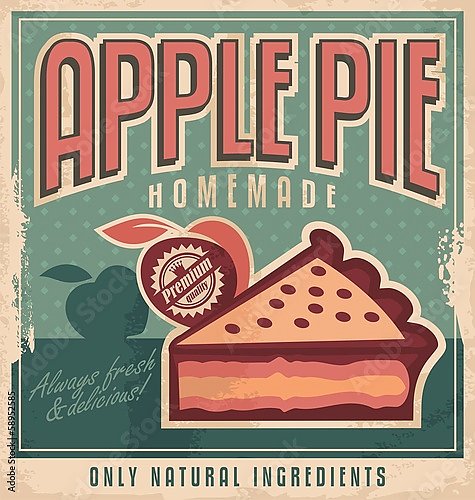 Ретро плакат с яблочным пирогом