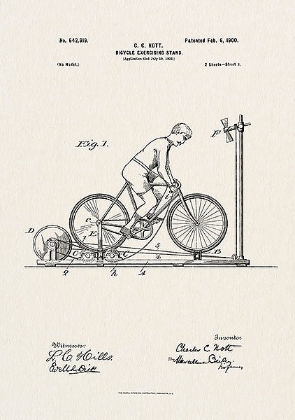 Постер Патент на велотренажер, 1900г