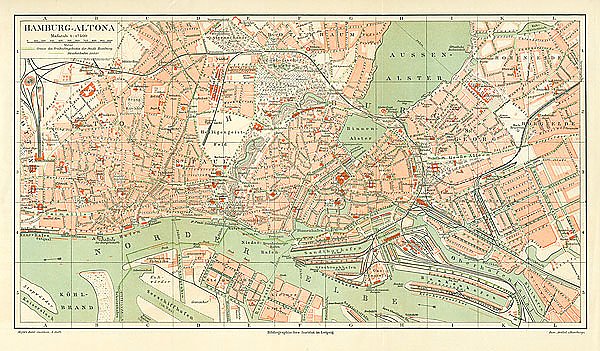 Карта Гамбурга, район Альтона, конец 19 в. 1