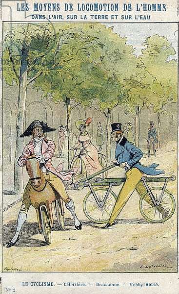 Velocipedes - English celerifere - Draisienne, ancestor of the bicycle