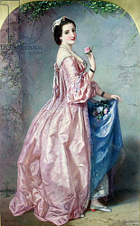 Постер Бувер Август Lady holding Flowers in her Petticoat, 19th century Постер Бувер Август Lady holding Flowers in her Petticoat, 19th century