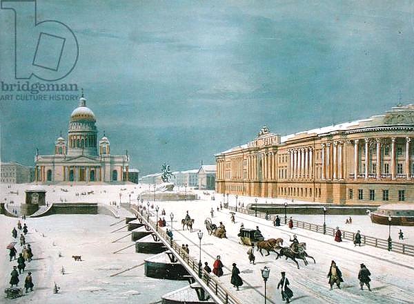 The Isaac Cathedral and the Senate Square in St Petersburg, 1840s