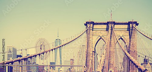 Панорама Бруклинского моста, Нью-Йорк, США