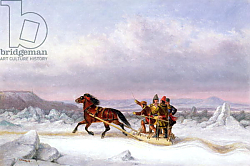 Постер Криегофф Корнелиус Crossing the St. Lawrence from Levis to Quebec on a Sleigh Постер Криегофф Корнелиус Crossing the St. Lawrence from Levis to Quebec on a Sleigh