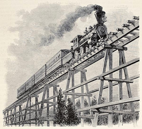 Union Pacific railroad. Original, created by Blanchard, was published on L'Illustration, Journal Uni