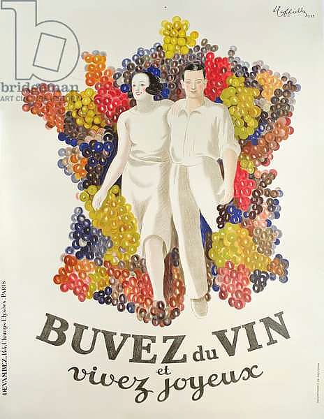 'Drink wine, live joyfully', poster promoting wine, 1933