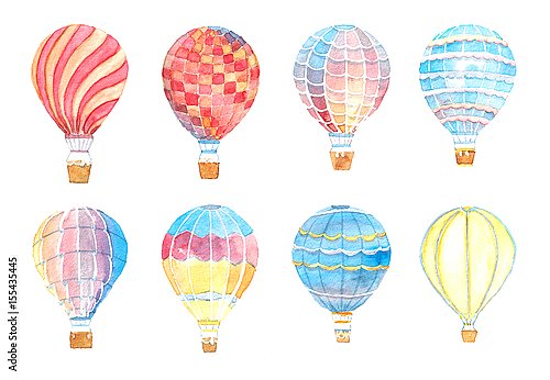 Набор разноцветных акварельных воздушных шаров