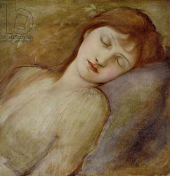 Постер Берне-Джонс Эдвард Study for the Sleeping Princess in 'The Briar Rose' Series, c.1881 Постер Берне-Джонс Эдвард Study for the Sleeping Princess in 'The Briar Rose' Series, c.1881