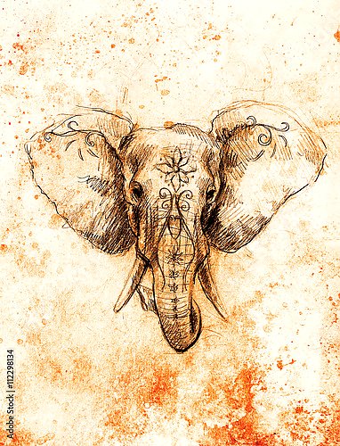 Слон с цветочным орнаментом