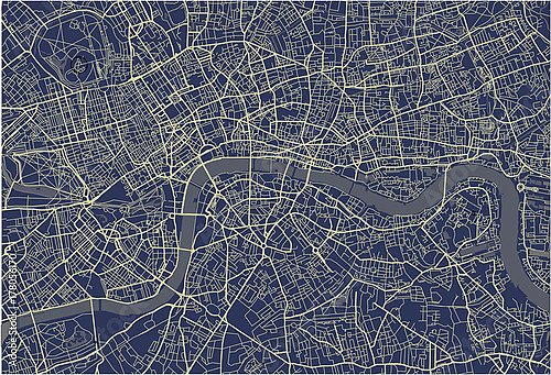 План города Лондон, Великобритания, в синем цвете