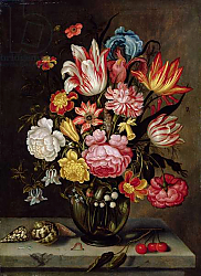 Постер Боссхарт Абрахам Still Life of Flowers in an Ovoid Vase Постер Боссхарт Абрахам Still Life of Flowers in an Ovoid Vase