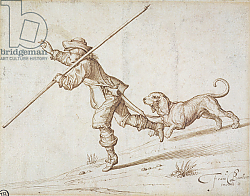 Постер Барлоу Франсис Man hunting with a pointed staff and a hound Постер Барлоу Франсис Man hunting with a pointed staff and a hound