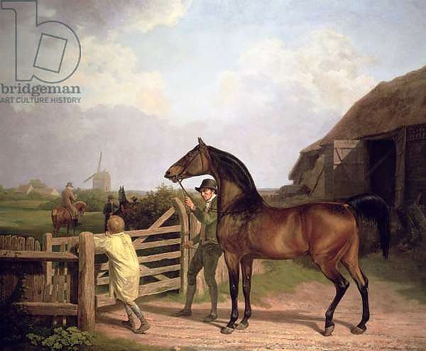 'Bay Ascham', a stallion led through a gate to a mare, 1804