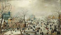 Постер Аверкамп Хендрик Winter Landscape with Skaters. c.1608 Постер Аверкамп Хендрик Winter Landscape with Skaters. c.1608