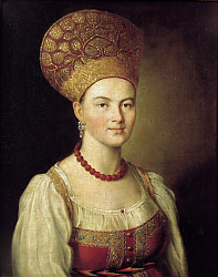 Постер Портрет неизвестной крестьянки в русском костюме. 1784 Постер Портрет неизвестной крестьянки в русском костюме. 1784