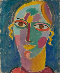 Постер Явленский Алексей Mystical Head: Woman's Head on a Blue Background, c. 1917 Постер Явленский Алексей Mystical Head: Woman's Head on a Blue Background, c. 1917