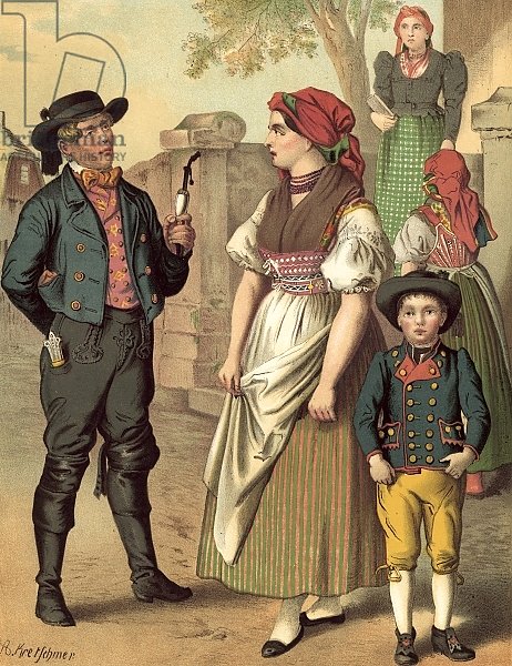 Репродукция картины German costume, Bohmen, Hayd в интернет-магазине постер...