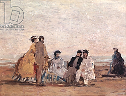 Постер Буден Эжен (Eugene Boudin) On the Beach at Trouville, c.1865 Постер Буден Эжен (Eugene Boudin) On the Beach at Trouville, c.1865