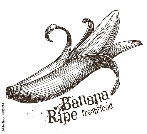 Иллюстрация с очищенным бананом