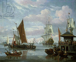 Постер Блау Йоханнес Estuary Scene with Boats and Fisherman Постер Блау Йоханнес Estuary Scene with Boats and Fisherman