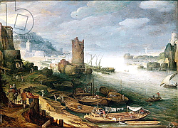Постер Брил Поль River Scene with a Ruined Tower Постер Брил Поль River Scene with a Ruined Tower