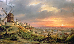 Постер Дагер Луи View of the Butte Montmartre, c.1830 Постер Дагер Луи View of the Butte Montmartre, c.1830