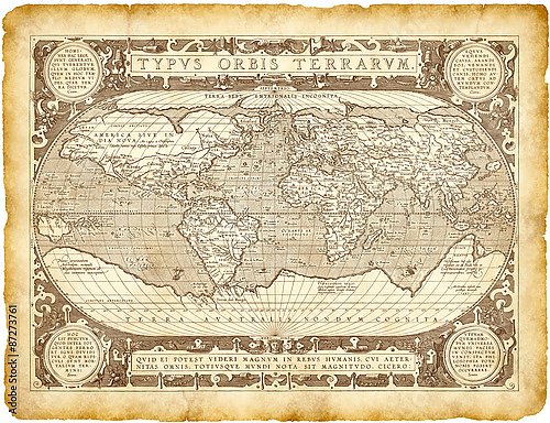 Историческая карта мира на пергаменте