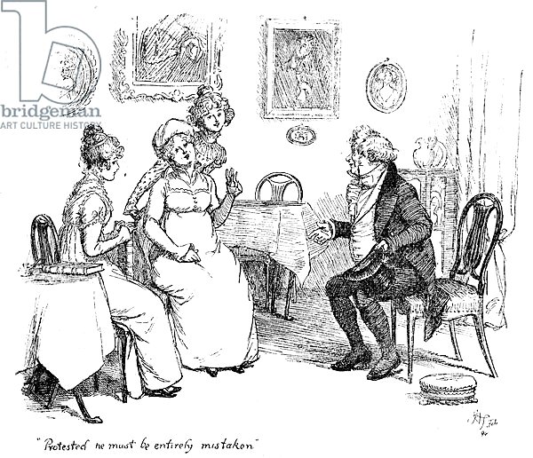 'Protested he must be entirely mistaken', illustration to 'Pride & Prejudice'