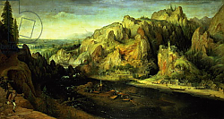 Постер Валкенборх Лукас Mountain Landscape with a surprise attack, c.1585 Постер Валкенборх Лукас Mountain Landscape with a surprise attack, c.1585