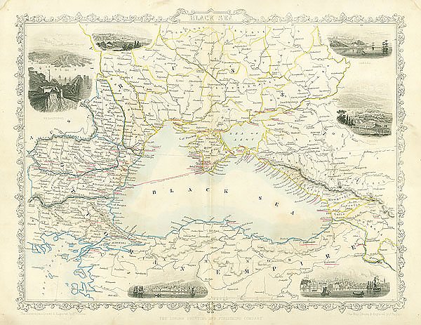 Постер Карта побережья Чёрного моря, 1855г. 1