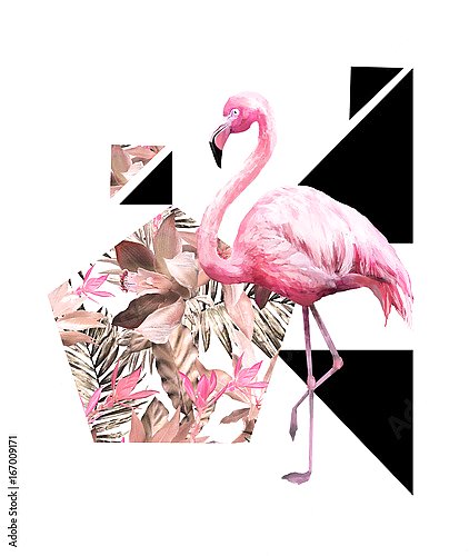 Абстракция с розовым фламинго 3