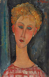 Постер Модильяни Амедео (Amedeo Modigliani) Blonde Woman with Curly Hair; La blonde aux boucles d'oreille, c.1918-1919 Постер Модильяни Амедео (Amedeo Modigliani) Blonde Woman with Curly Hair; La blonde aux boucles d'oreille, c.1918-1919