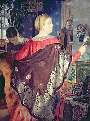 Постер Кустодиев Борис Merchant's woman with a mirror Постер Кустодиев Борис Merchant's woman with a mirror